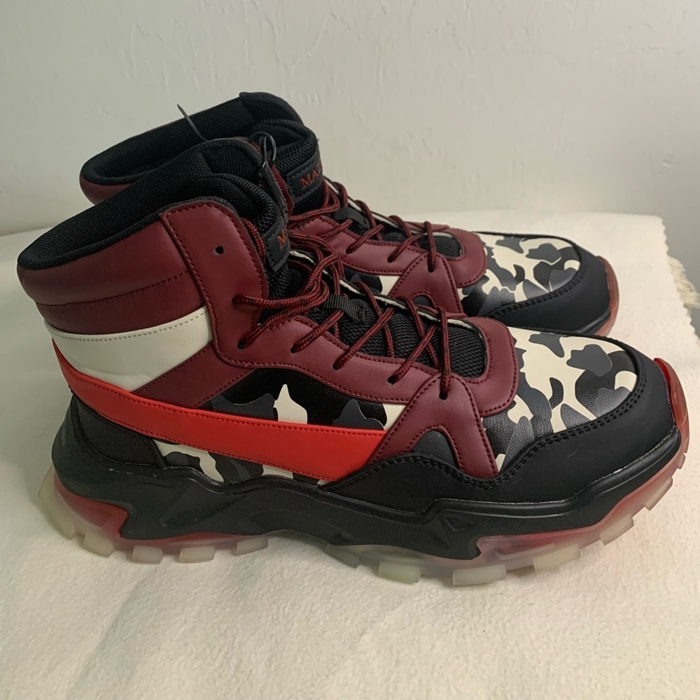 Mazino Wonderstone Sneakers  Fashion Camo Sz 11 Mens High Top  Burgundy 175 - Picture 5 of 15